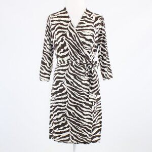 Kenneth Cole New York Brown & Cream Zebra Print Wrap Dress